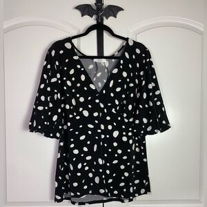 Vintage Inspired Black and White Polkadot Blouse Feminine Rockabilly NWT 2X
